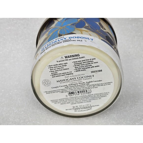Bath & Body Works Mahogany Coconut 3-Wick Scented Candle 14.5 Oz Essential Oils - Picture 3 of 3